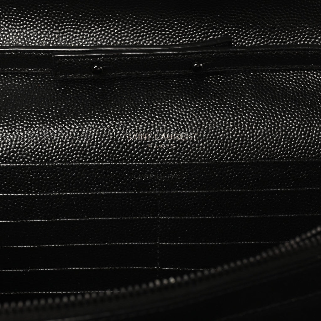 Grain De Poudre Matelasse Chevron Monogram Monochrome Chain Wallet Black