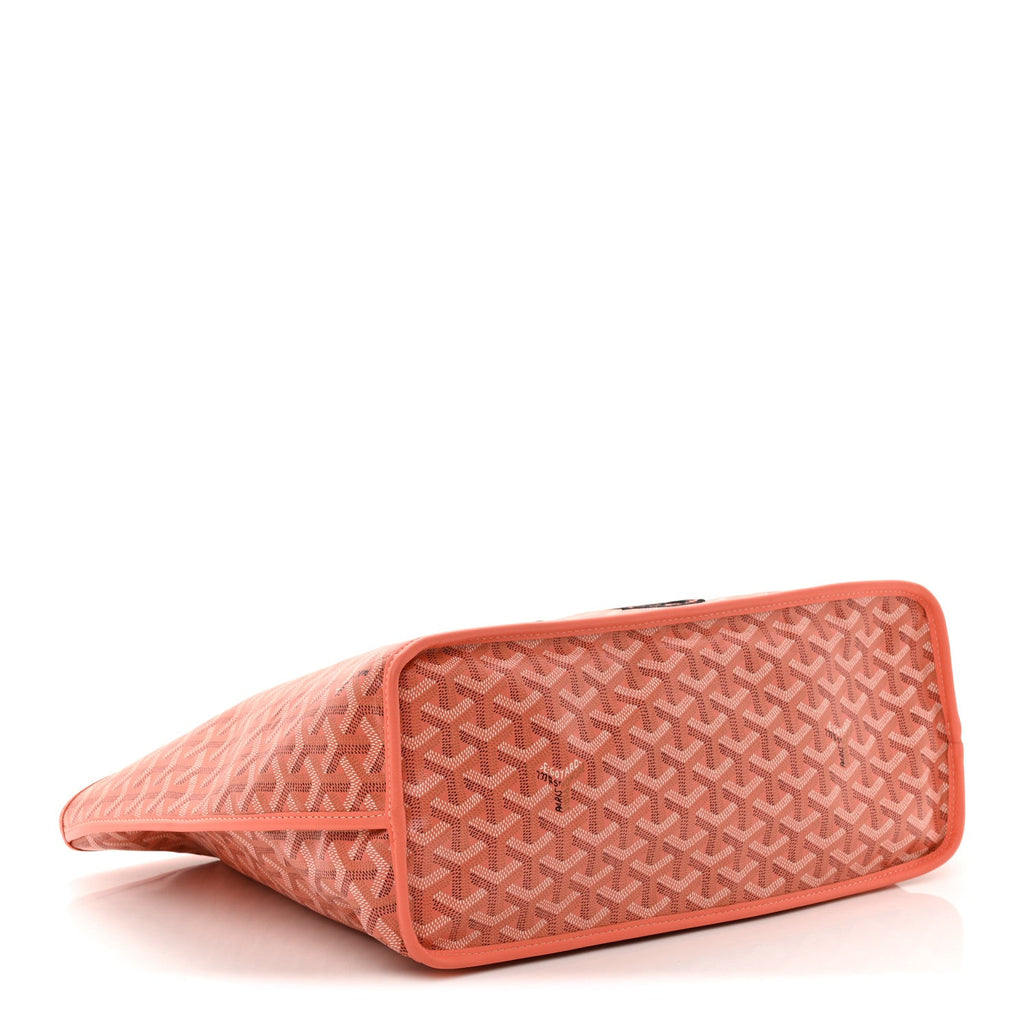 Goyardine Embroidered Seahorse Reversible Anjou PM Coral
