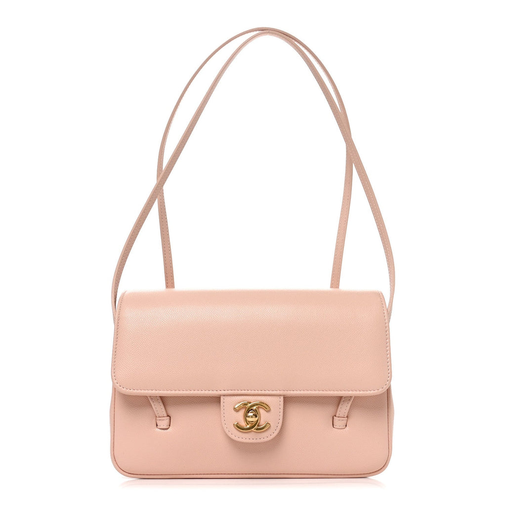 Shiny Caviar Preppy Coco Small Flap Light Pink