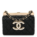 Lambskin Quilted Pearl CC Vanity Case Black
