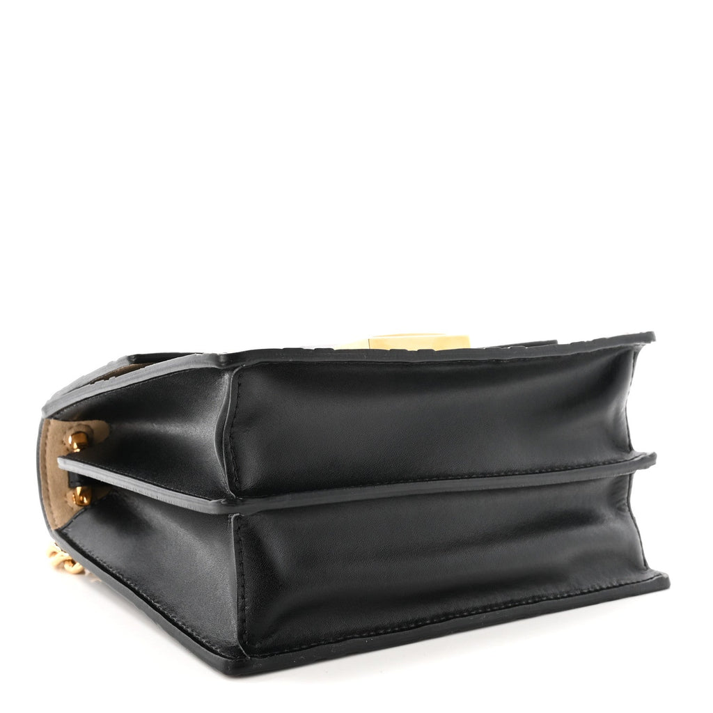 Vitello Liberty Bi-Color FF 1974 Embossed Small Kan U Shoulder Bag Maya Black