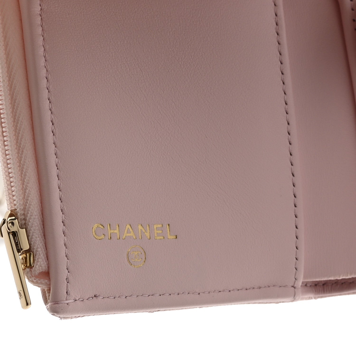 Caviar Quilted Compact Flap Wallet Light Pink Light Pink