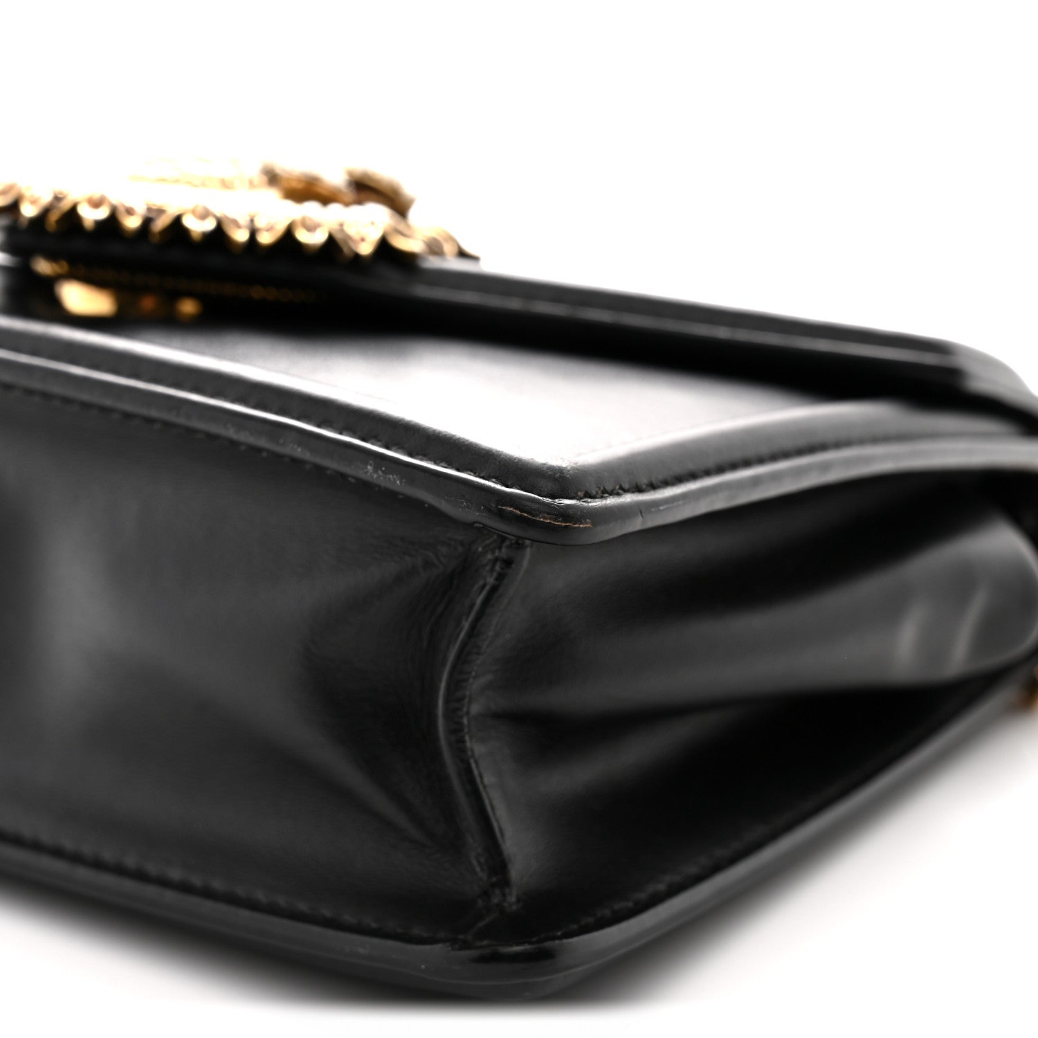 Smooth Calfskin Small Devotion Envelope Top Handle Bag Black