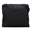 Prada Saffiano Triangle Logo Plate Nylon Leather Shoulder Bag