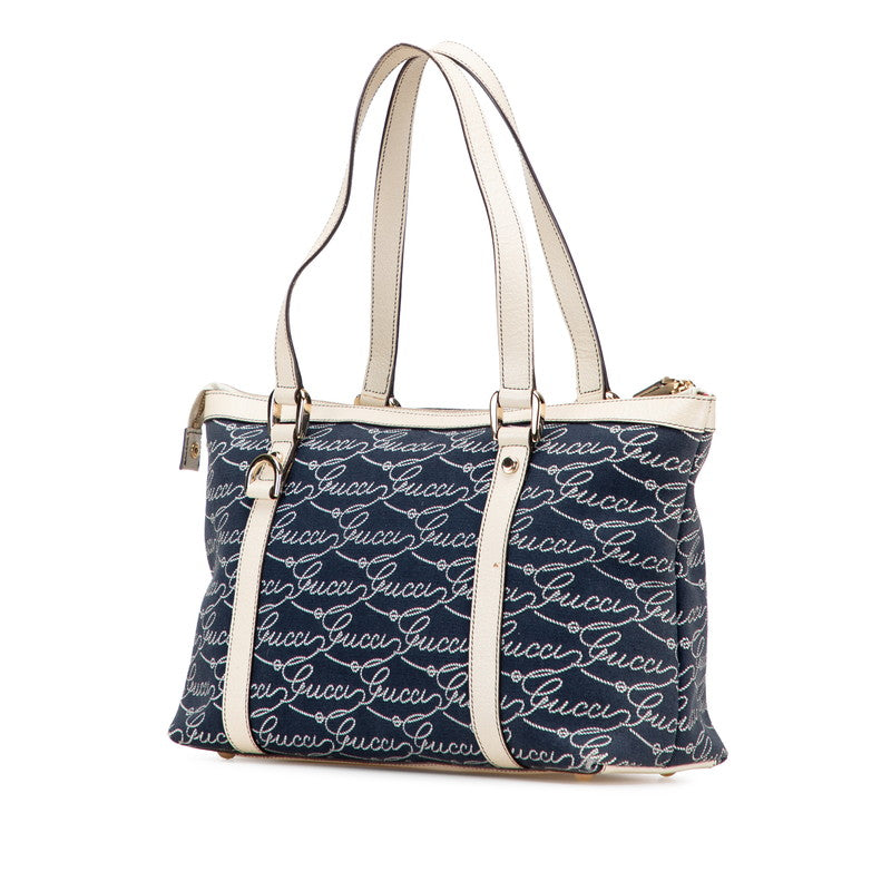 Gucci Abbey Canvas Leather Tote Bag