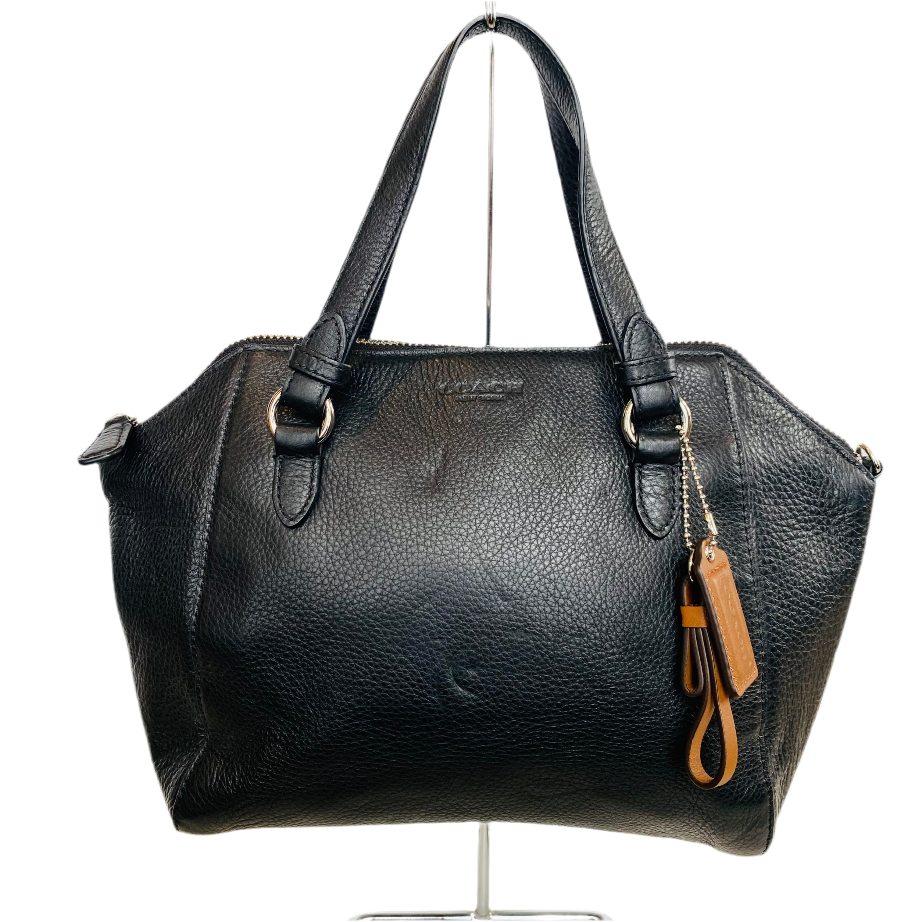 COACH Coach Black Leather Zip Carryall Satchel Handbag