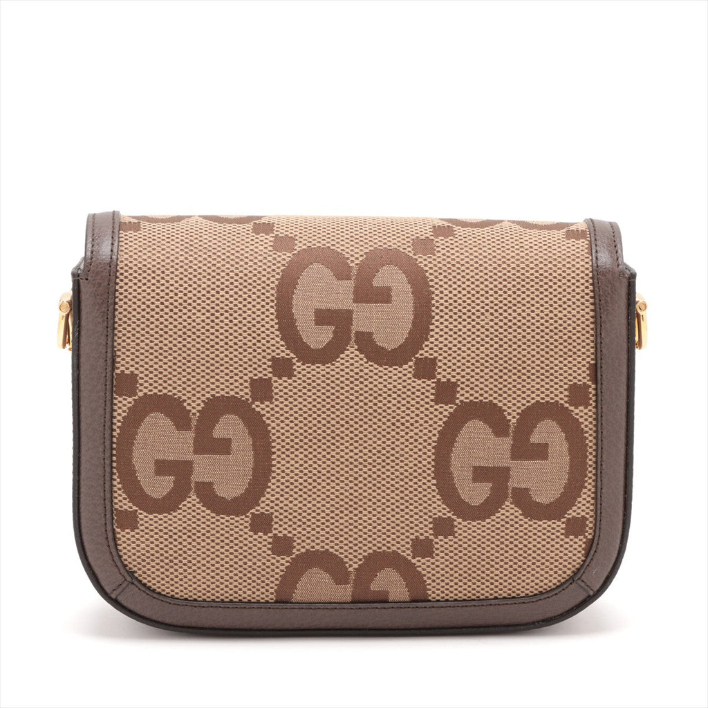 Gucci Brown Canvas Jumbo GG Horsebit 1955 Mini Shoulder Bag [Clearance Sale]
