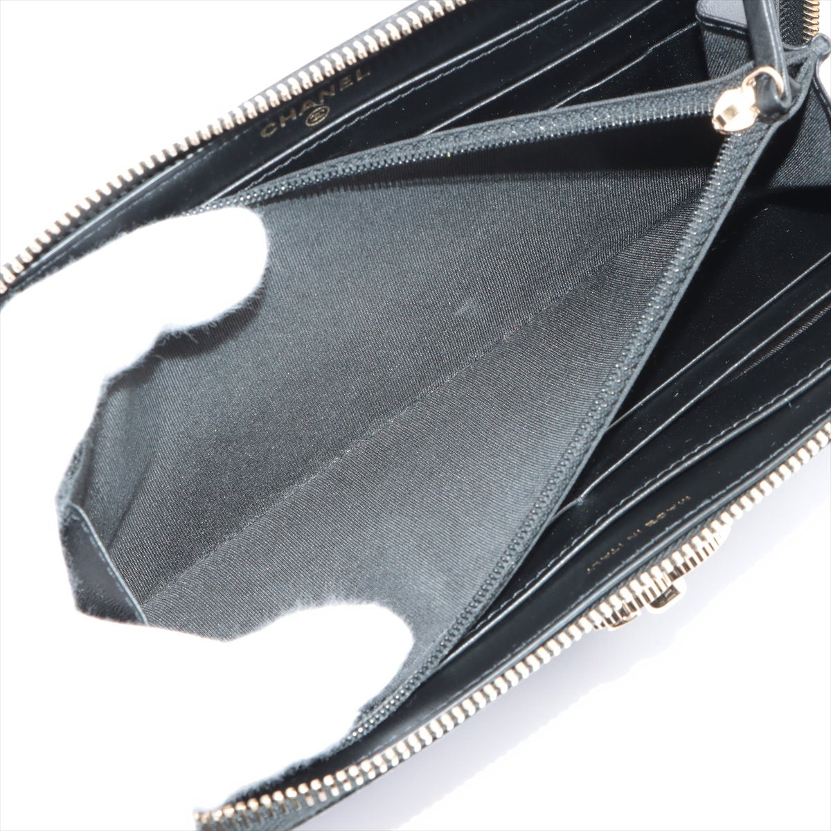 Chanel Black Leather CC Logo Zip Around Wallet [Clearance Sale]