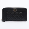Chanel Black Leather CC Logo Zip Around Wallet [Clearance Sale]