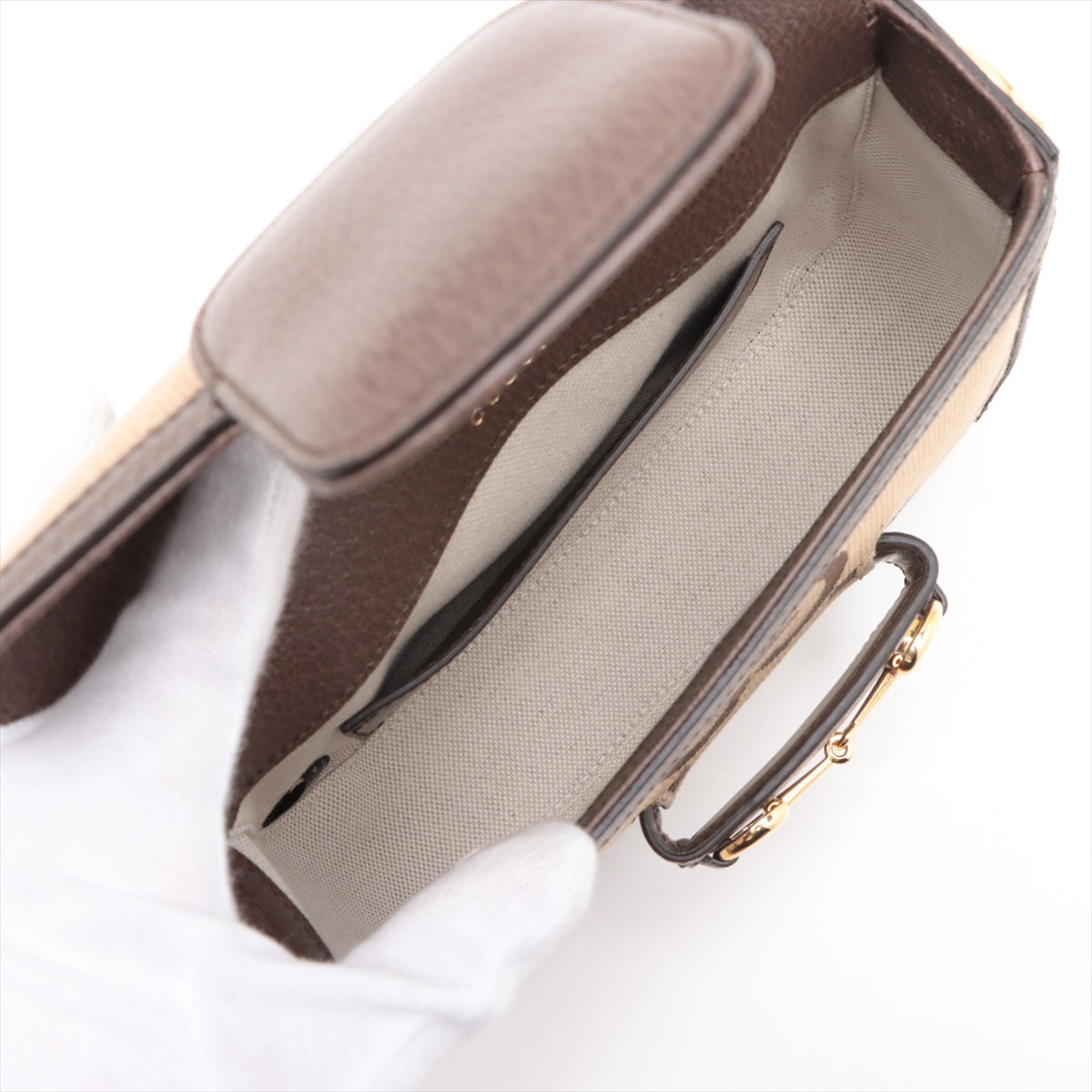 Gucci Brown Canvas Jumbo GG Horsebit 1955 Mini Shoulder Bag [Clearance Sale]