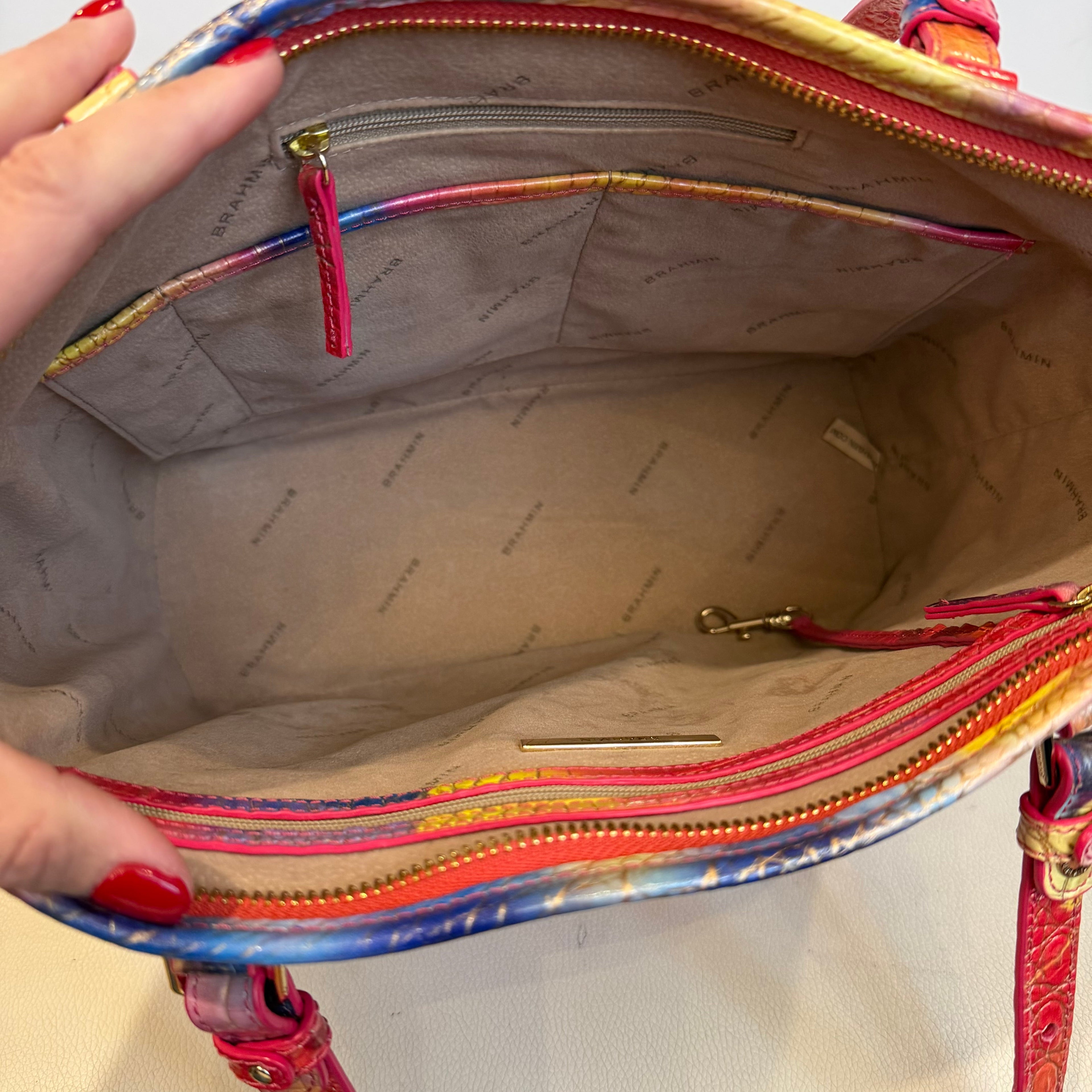 BRAHMIN Medium Asher Dandy Melbourne Croc-Embossed Tote Shoulder Bag NWOT