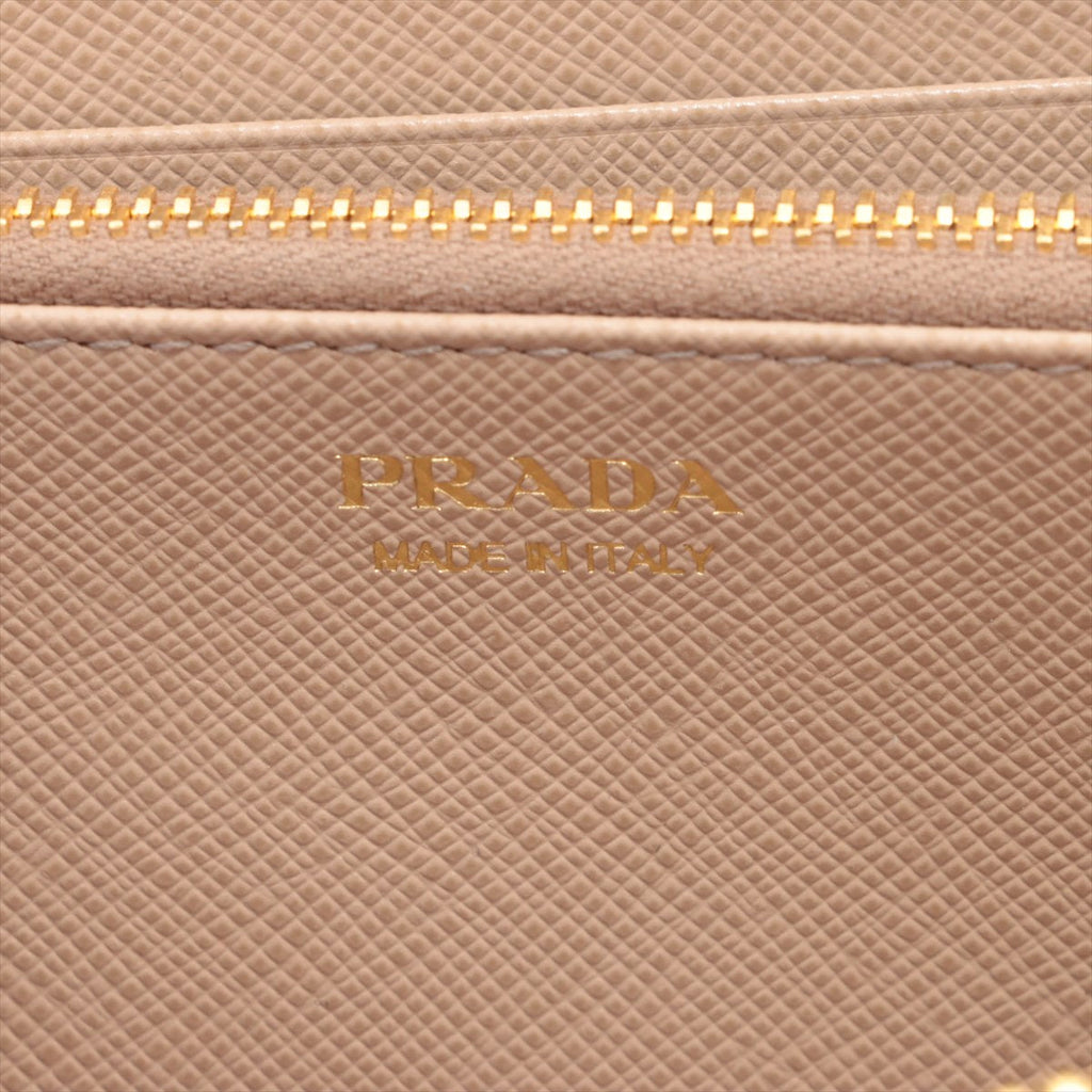 Prada Cammeo Saffiano Triangle Large Zip Around Leather Wallet [Clearance Sale]