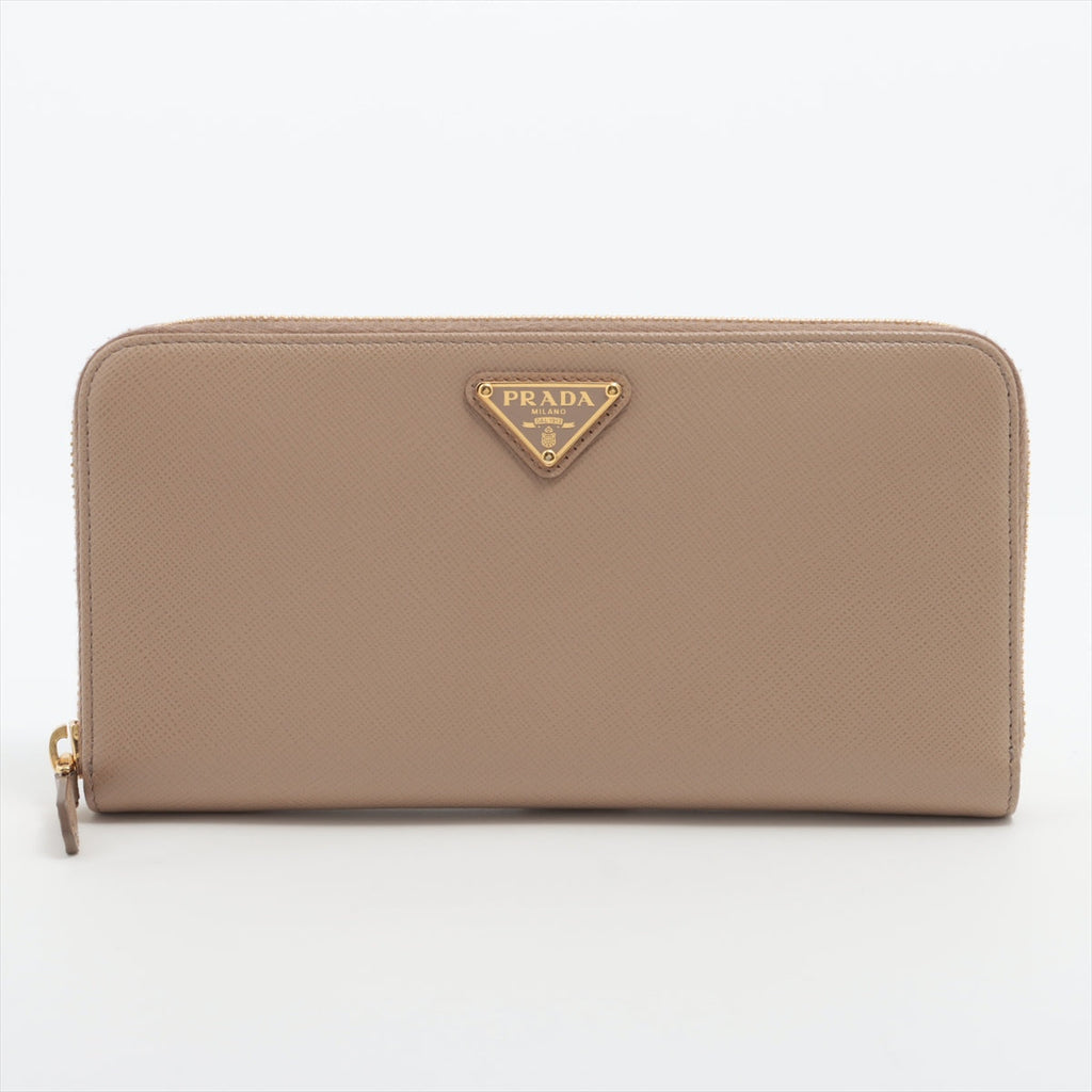Prada Cammeo Saffiano Triangle Large Zip Around Leather Wallet [Clearance Sale]