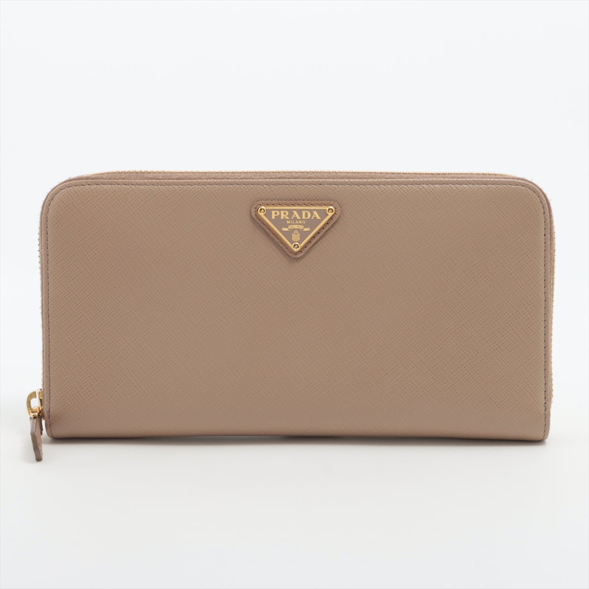 Prada Cammeo Saffiano Triangle Large Zip Around Leather Wallet [Clearance Sale]