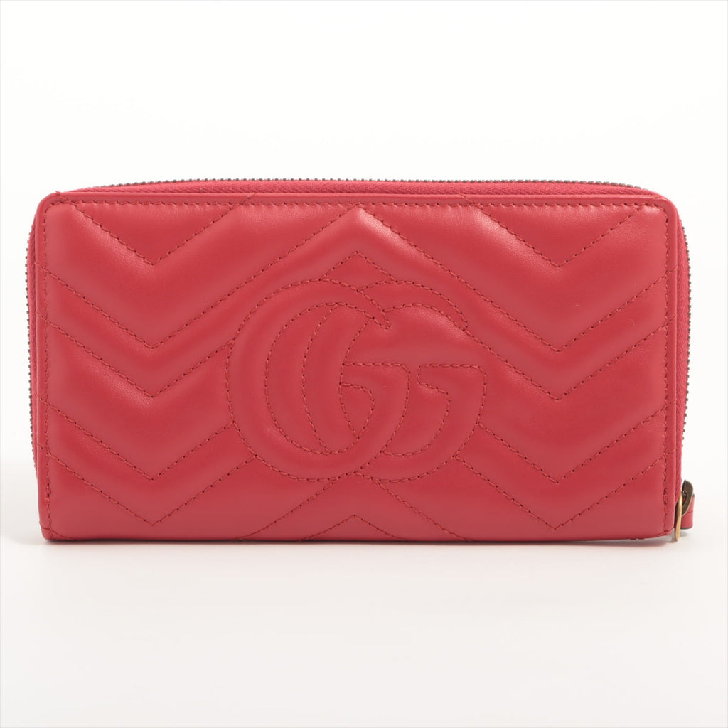 Gucci Red GG Marmont Matelasse Zip Around Wallet [Clearance Sale]