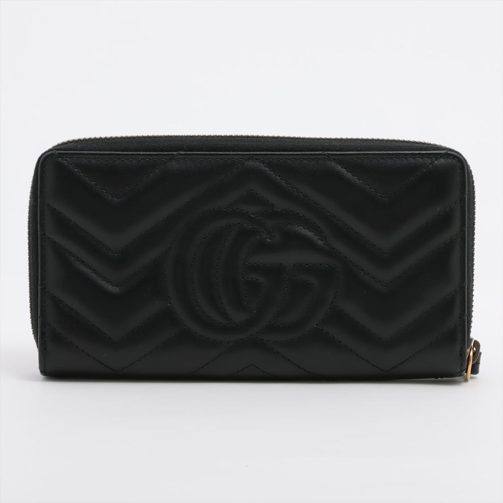 Gucci Black GG Marmont Matelasse Zip Around Wallet [Clearance Sale]