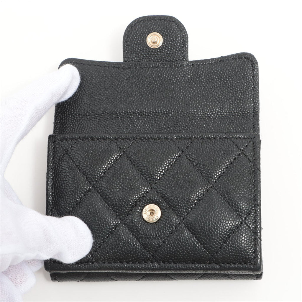 Chanel Caviarskin Compact Wallet Black