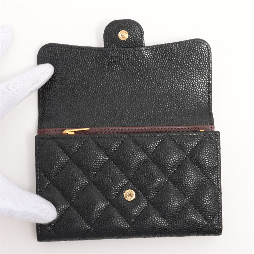 Chanel Black Caviar Compact Wallet