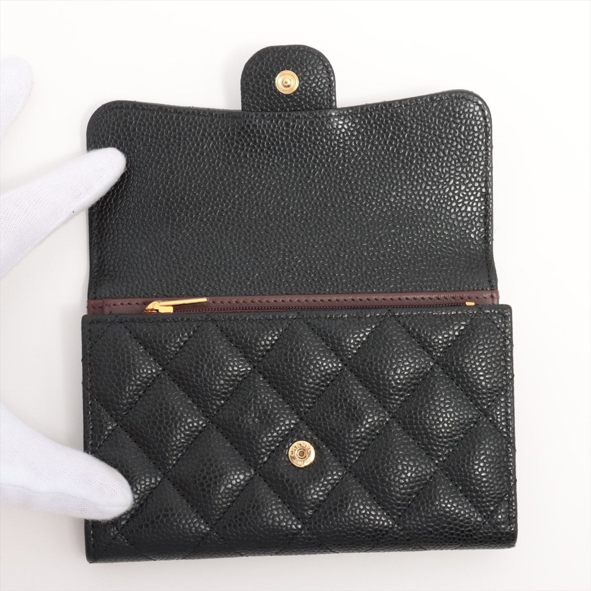 Chanel Black Caviar Compact Wallet