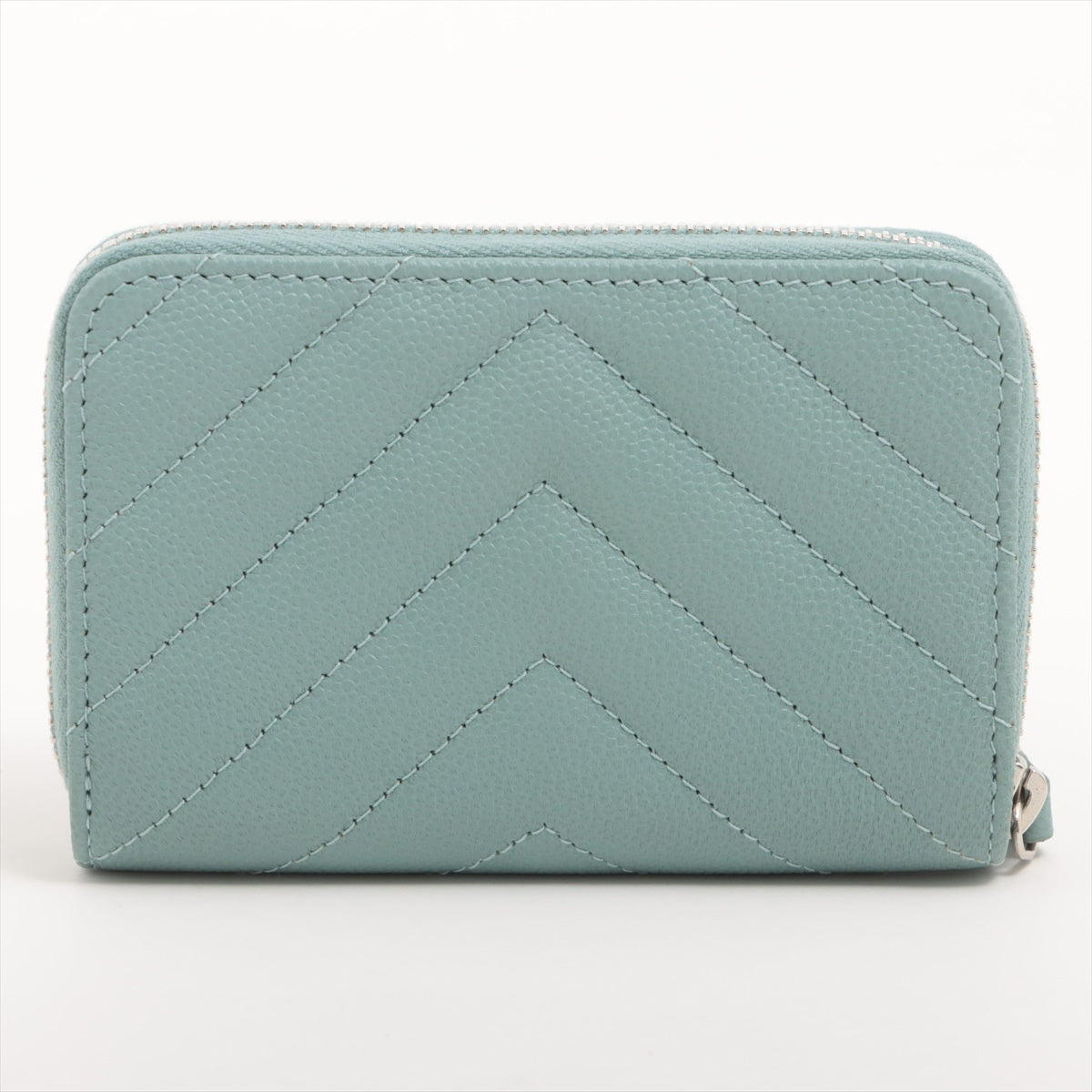 Chanel Chevron Caviar Green/Grey Coin Case
