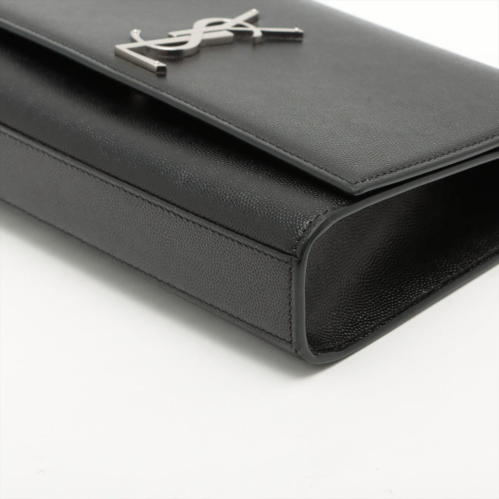 Saint Laurent Black Grain De Poudre Embossed Leather Kate Medium Chain Bag [Clearance Sale]