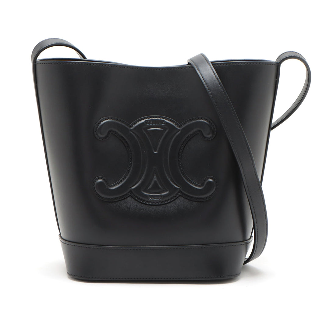 Celine Black Leather Triomphe Small Bucket Bag [Clearance Sale]