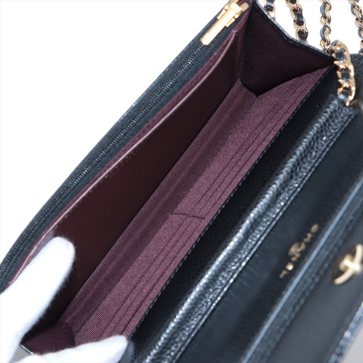 Chanel Black Caviar Calfskin Leather Wallet On Chain (Goldtone Hardware) (Rented Out)
