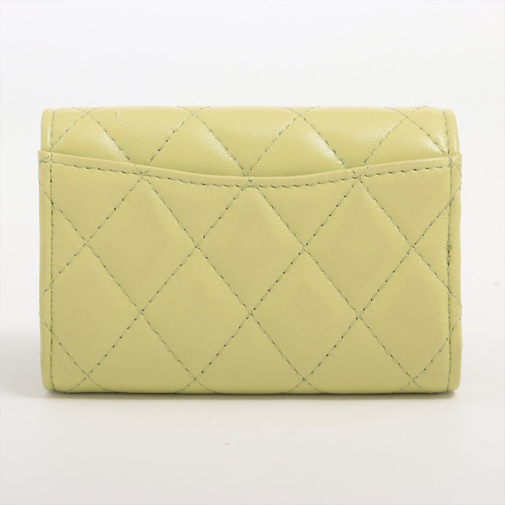 Chanel Lambskin 4 Ring Light Green Keyholder Microchipped