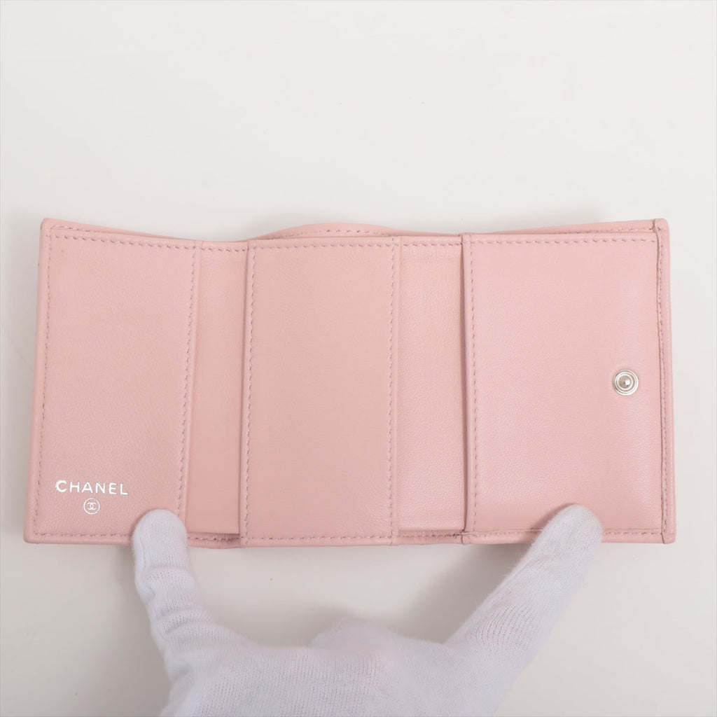 Chanel Chevron Compact Wallet Light Pink