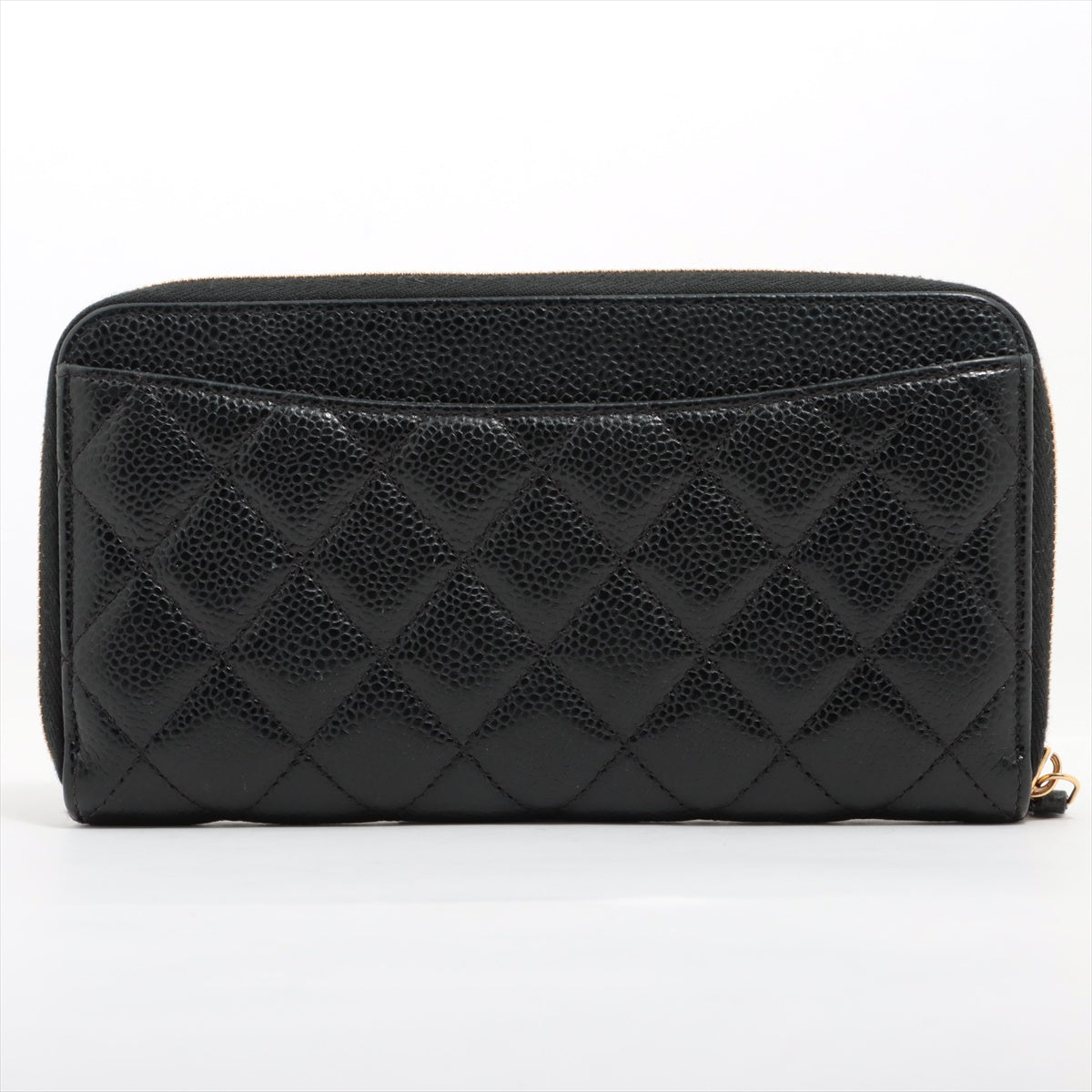 Chanel Long Quilted Caviar Black Wallet