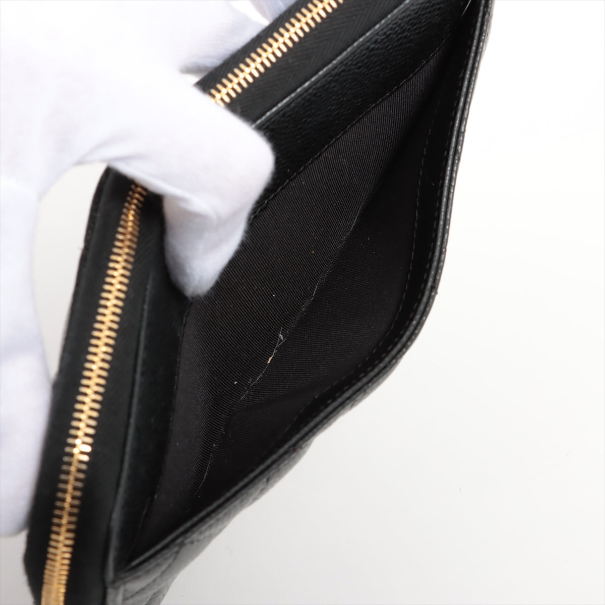 Chanel Long Quilted Caviar Black Wallet