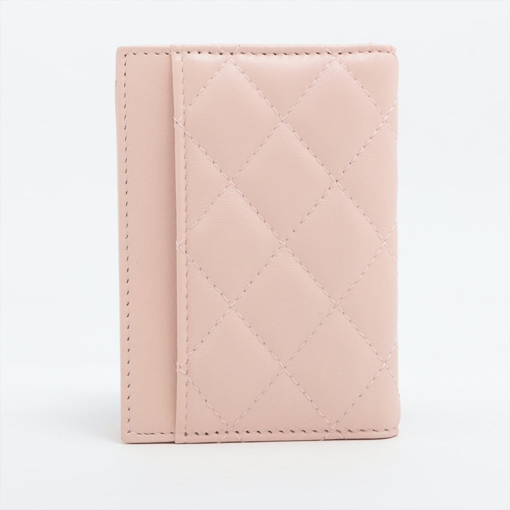 Chanel Vertical Fold Lambskin Pink Card Case