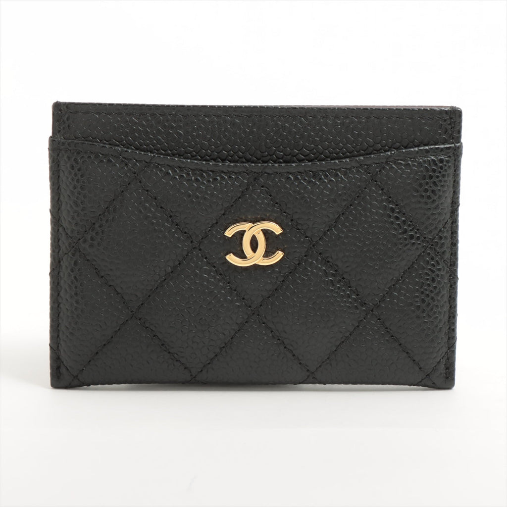 Chanel Flat Caviar Black Gold Cardholder