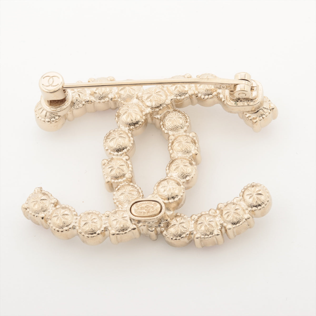 Chanel Coco Logo Pink and Silver Rhinestone Brooch