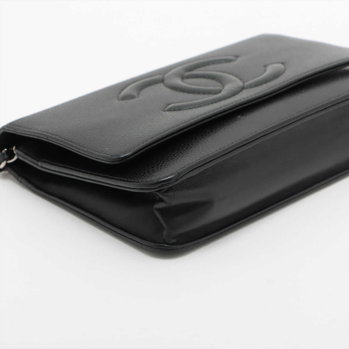 Chanel Coco Mark Caviar Black Wallet On Chain WOC