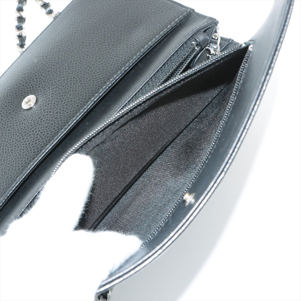 Chanel Coco Mark Caviar Black Wallet On Chain WOC