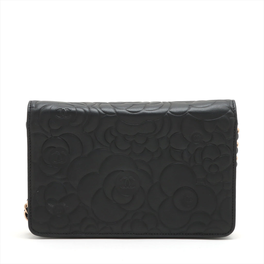 Chanel Camellia Black Wallet On Chain WOC
