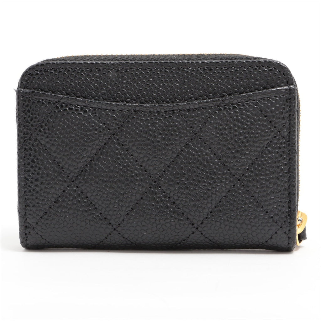 Chanel Black Caviar Zipper Card Case