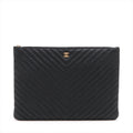 Chanel Classic Pouch Large Chevron Black Pouch Black