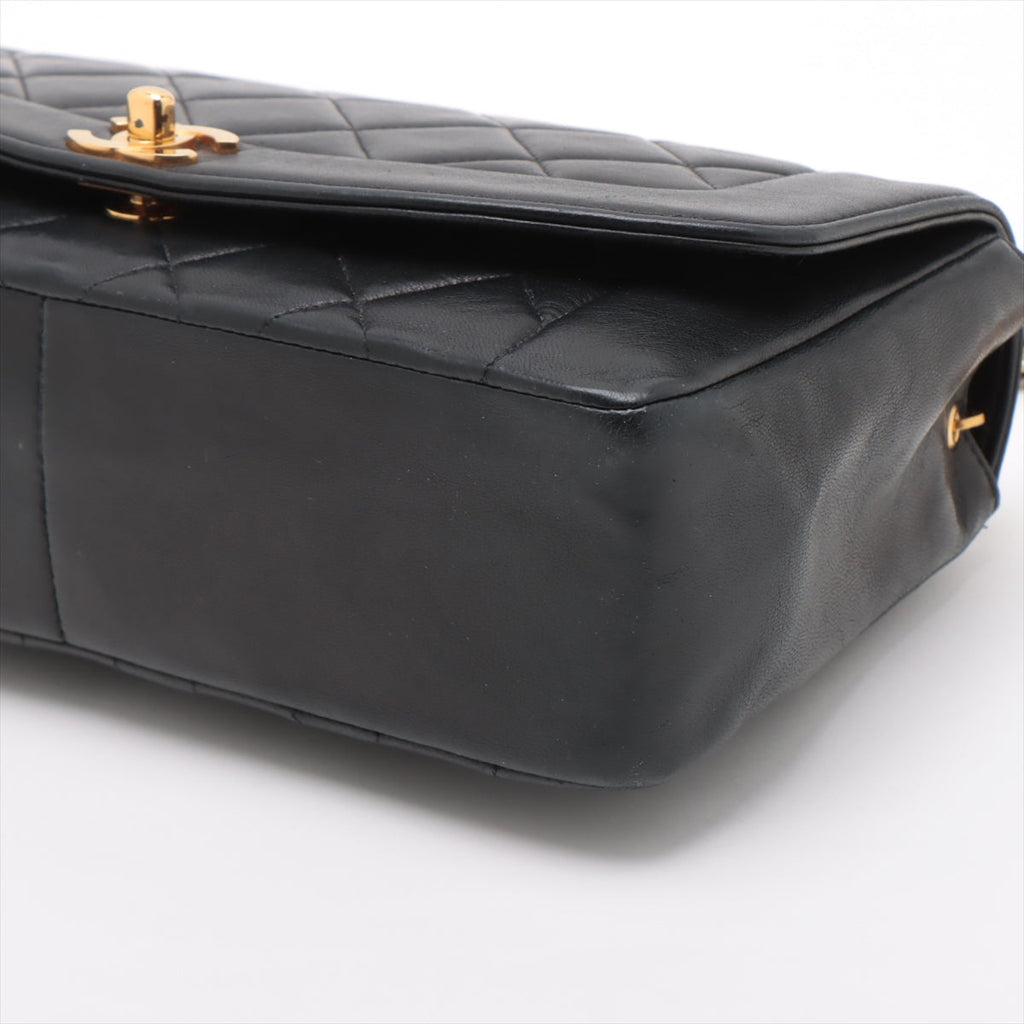 Chanel Vintage Medium Diana Lambskin 24k gold Black