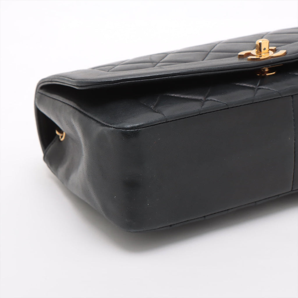 Chanel Vintage Medium Diana Lambskin 24k gold Black