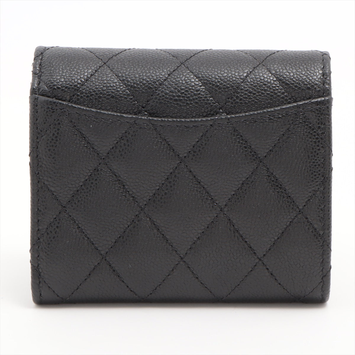 Black Classic Caviar Compact Wallet (Silvertone Metal Hardware) (Rented Out)