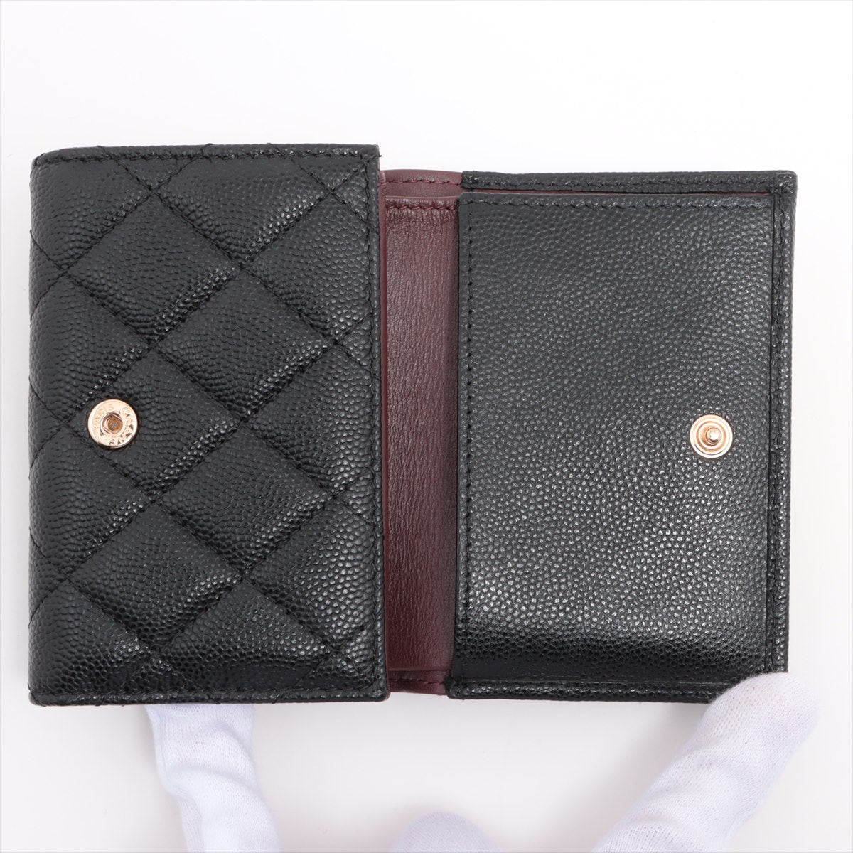 Black Classic Caviar TriFold Wallet (Goldtone Metal Hardware) (Rented Out)