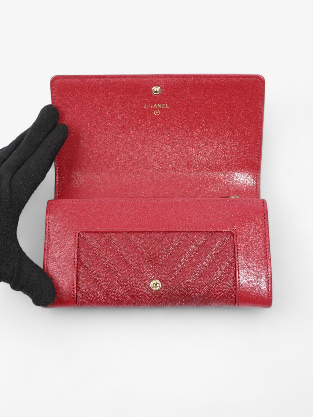 Chanel Mademoiselle Long Wallet Red Caviar Leather