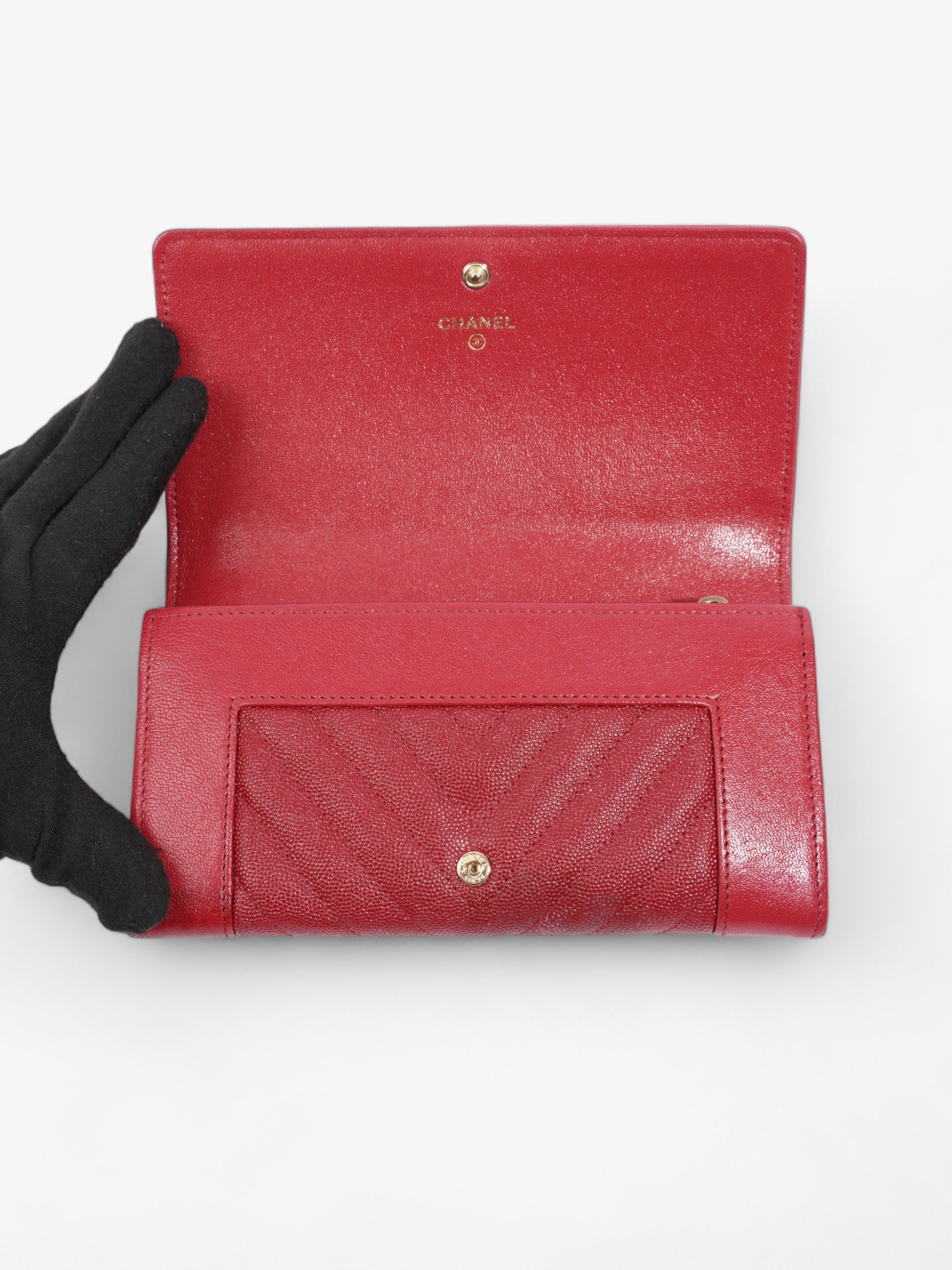 Chanel Mademoiselle Long Wallet Red Caviar Leather