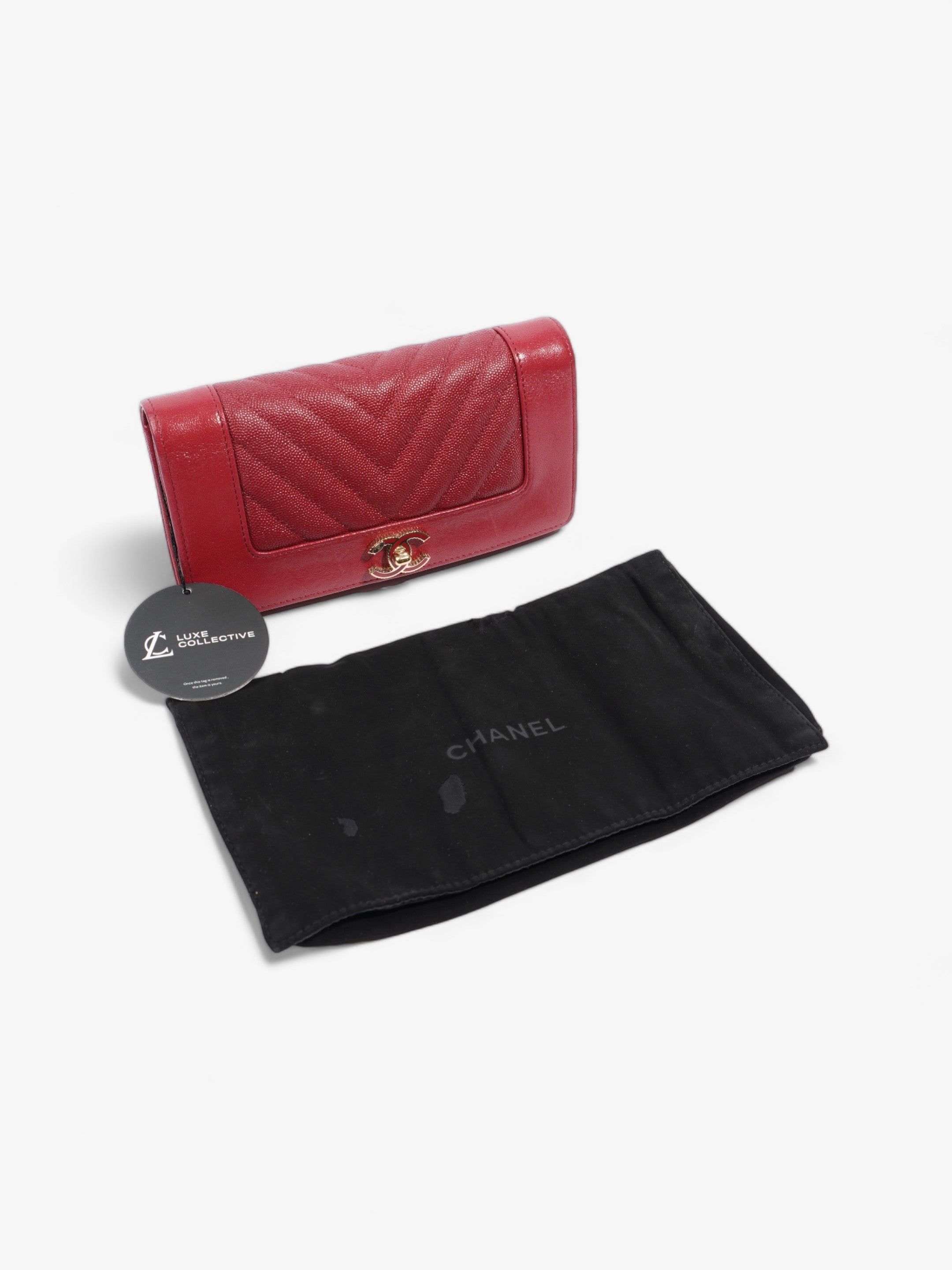 Chanel Mademoiselle Long Wallet Red Caviar Leather