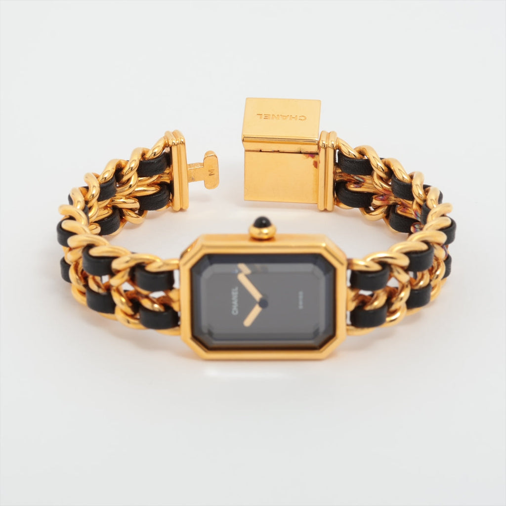 Chanel Première M Black Face Gold Watch