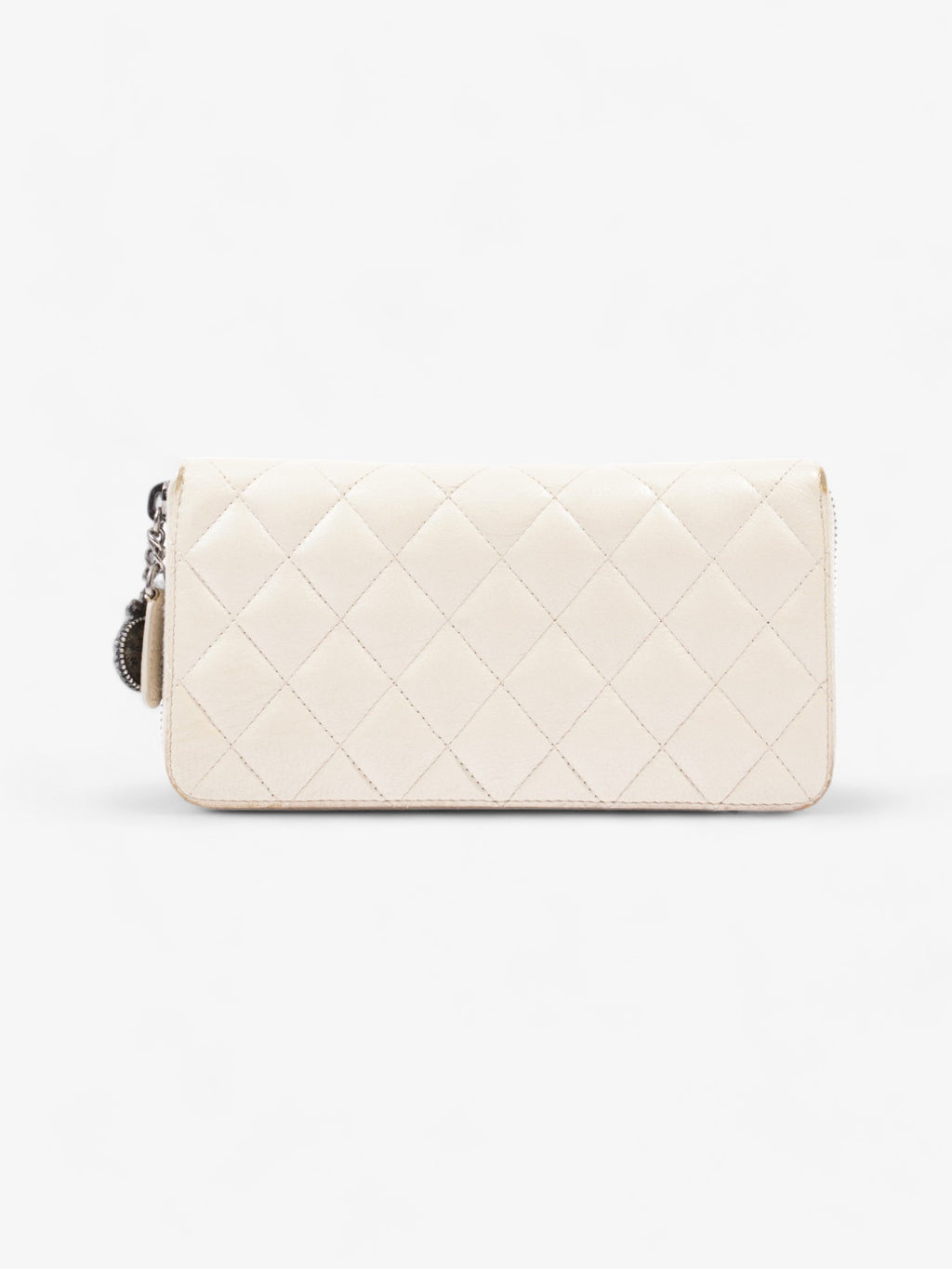 Chanel Zip Wallet Cream Lambskin Leather