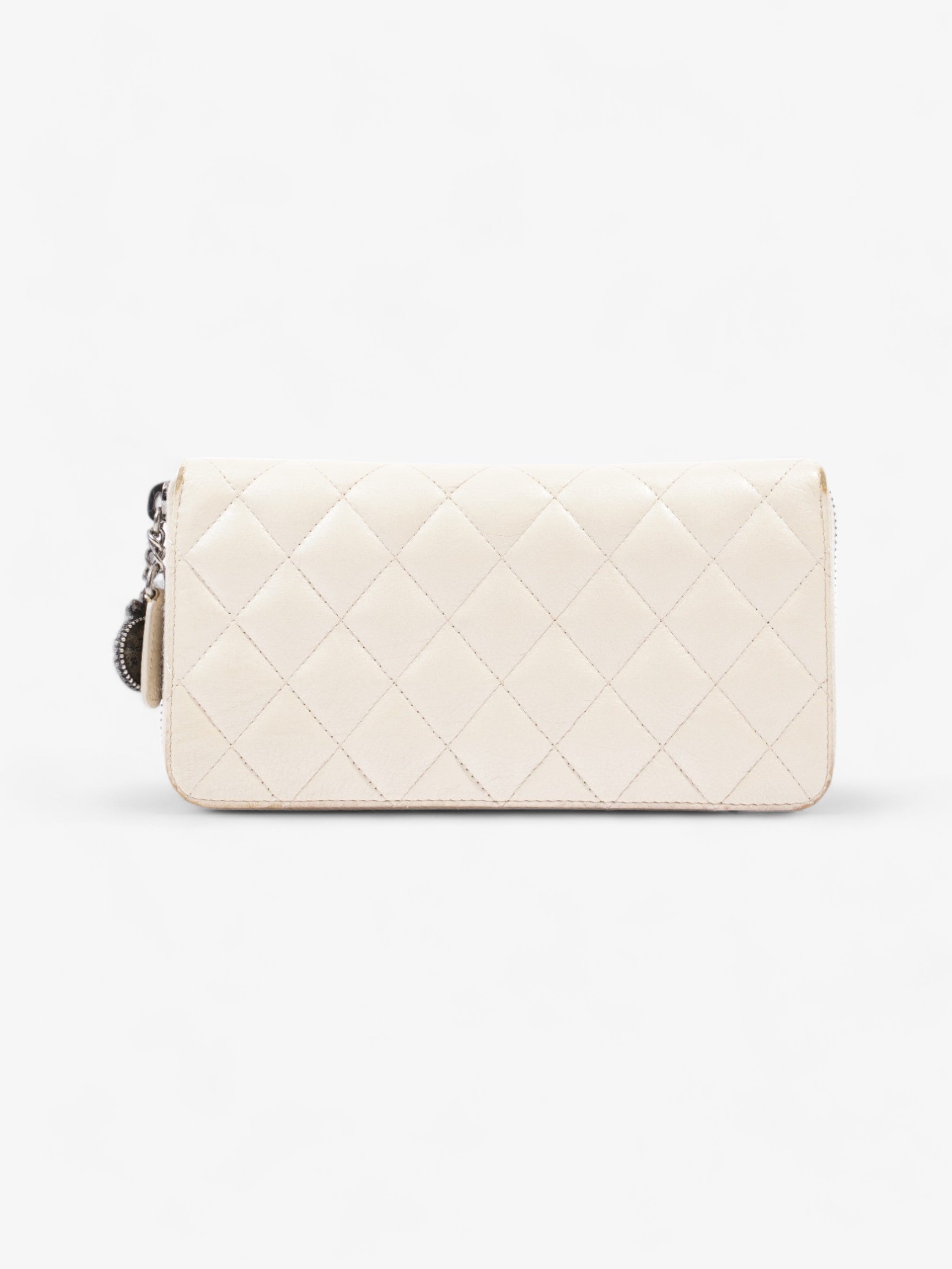 Chanel Zip Wallet Cream Lambskin Leather