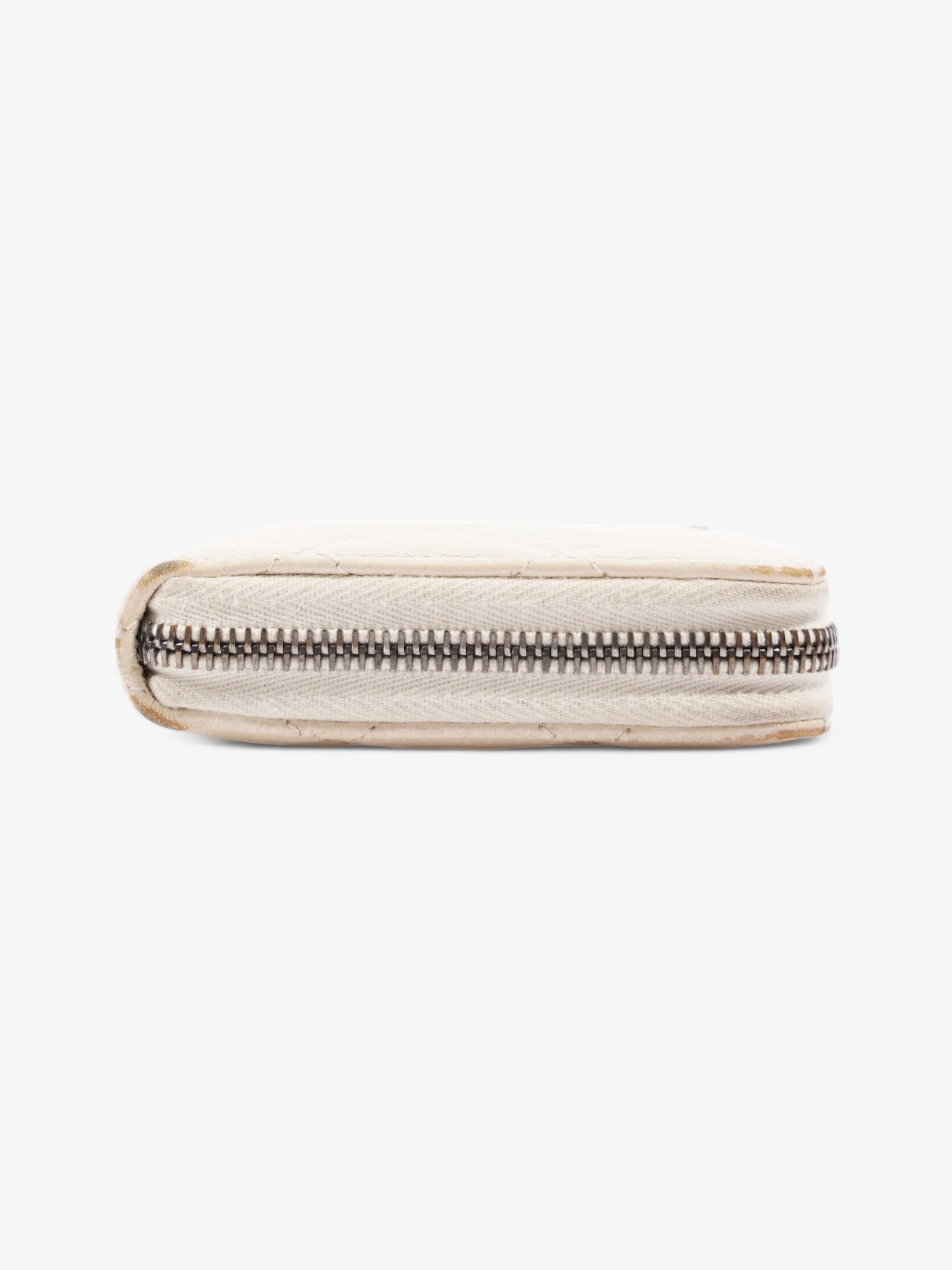 Chanel Zip Wallet Cream Lambskin Leather